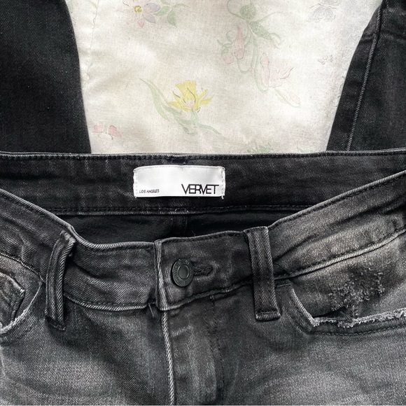 Vervet Los Angeles Black Distressed Raw Hem Skinny Jeans - Picture 6 of 17